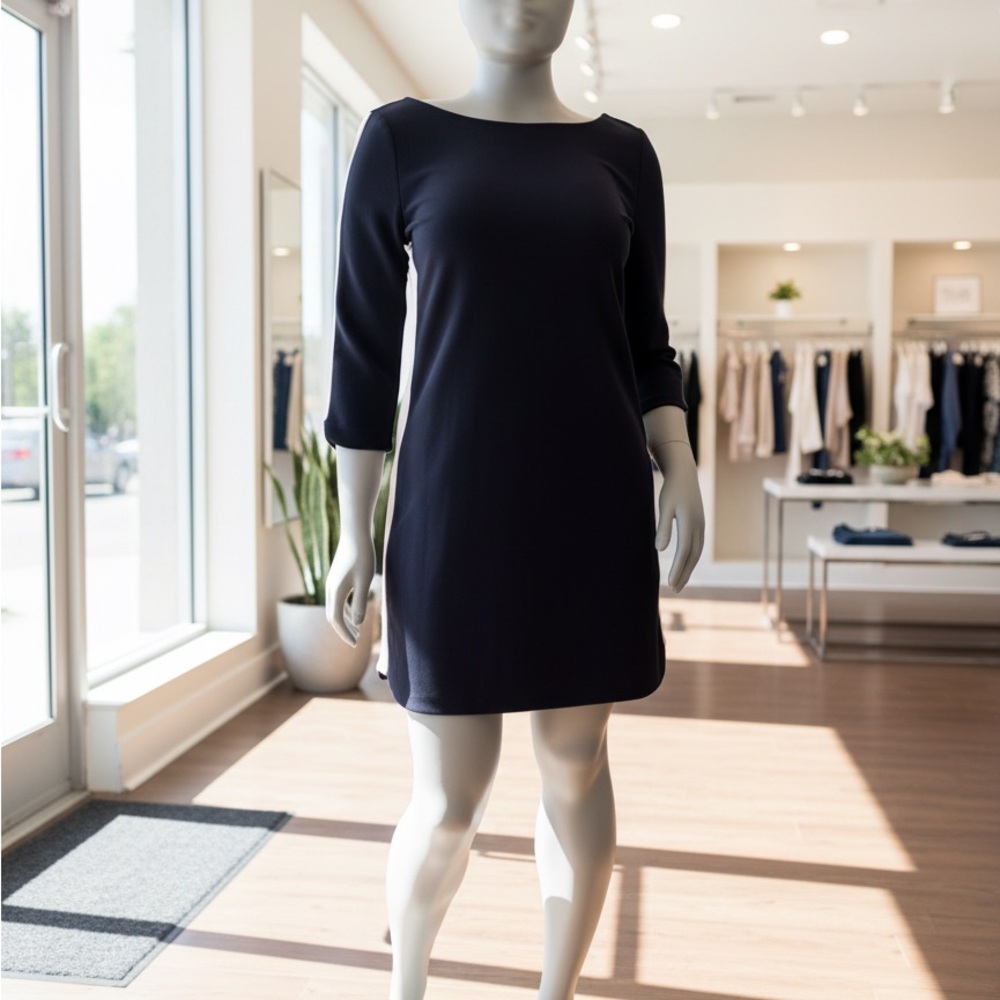 Vince Camuto Navy Long Sleeve Dress Size 8